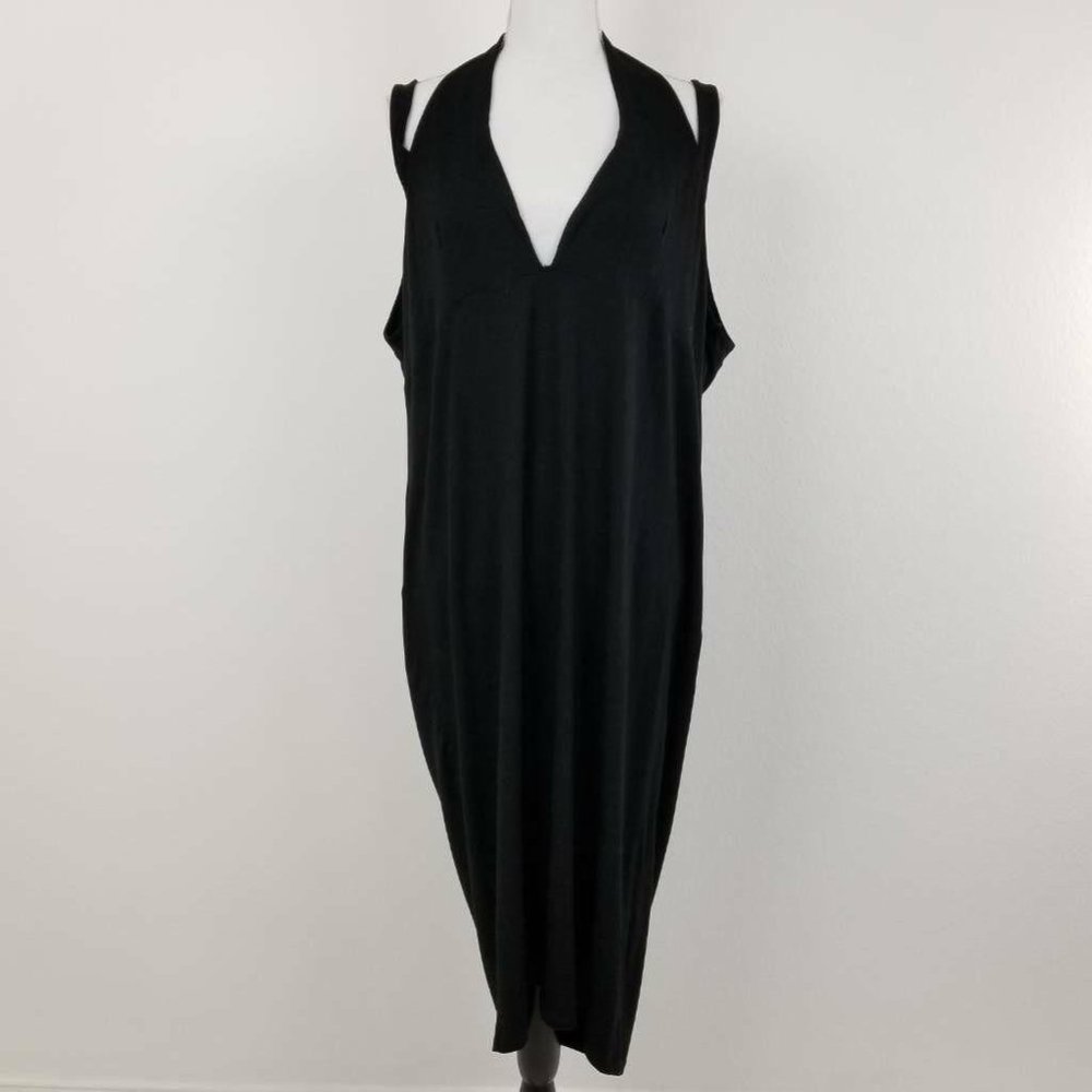 Asos Curve Sheath Dress Black Halter Neck Plunge